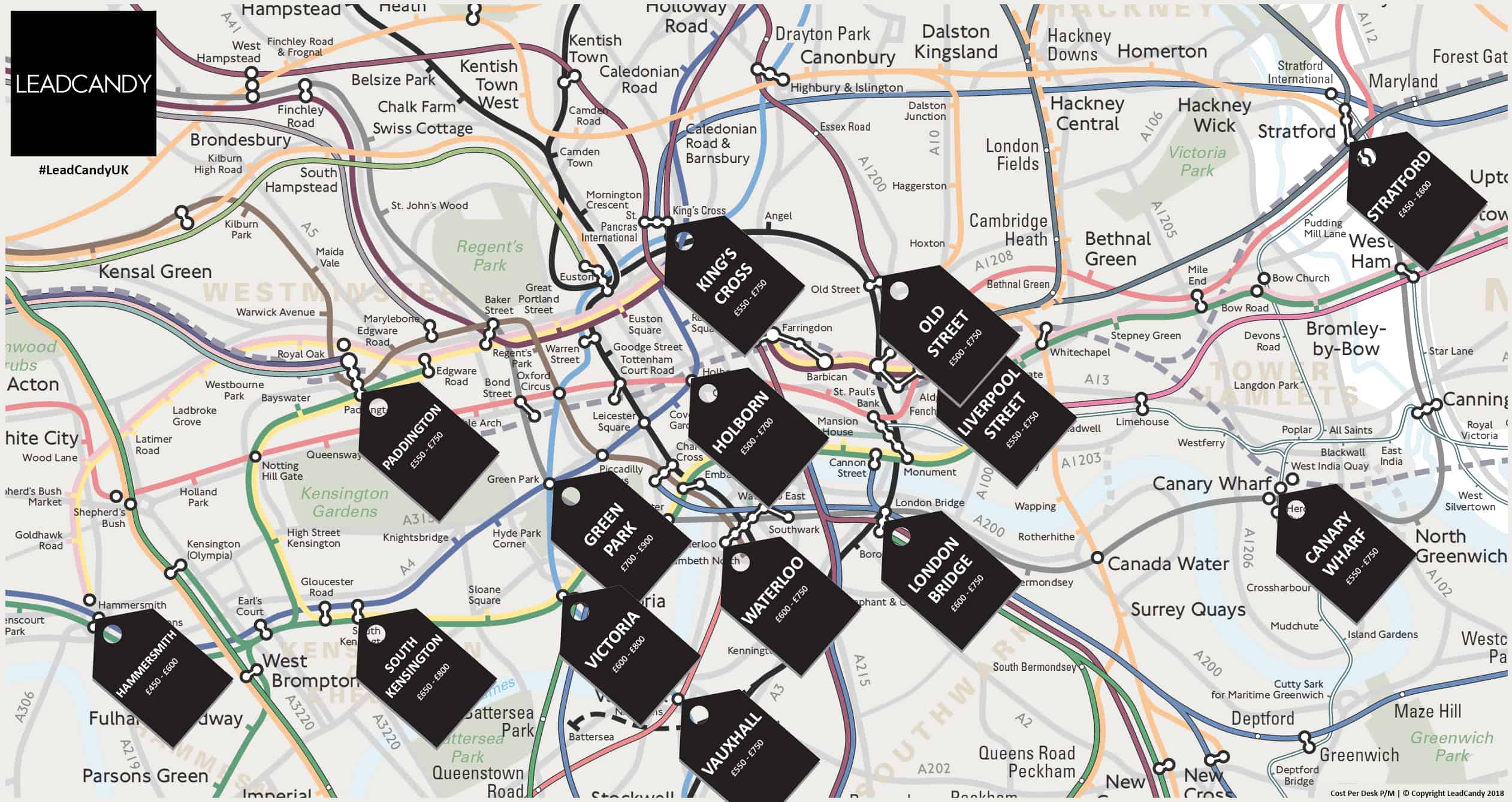 Approximate Cost Per Desk Tube Map For London